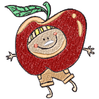 Kid In The Fruit embroidery designs