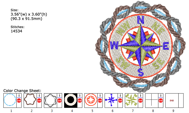 compass embroidery designs