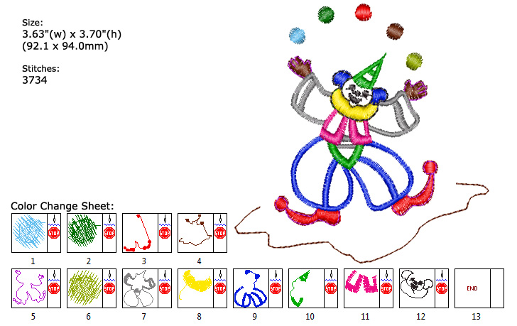 clown embroidery designs