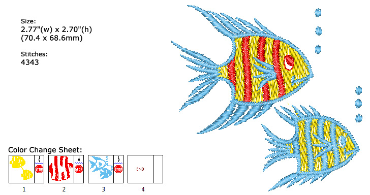 Fishes embroidery designs