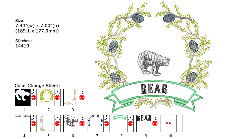 Bear Emblem embroidery designs