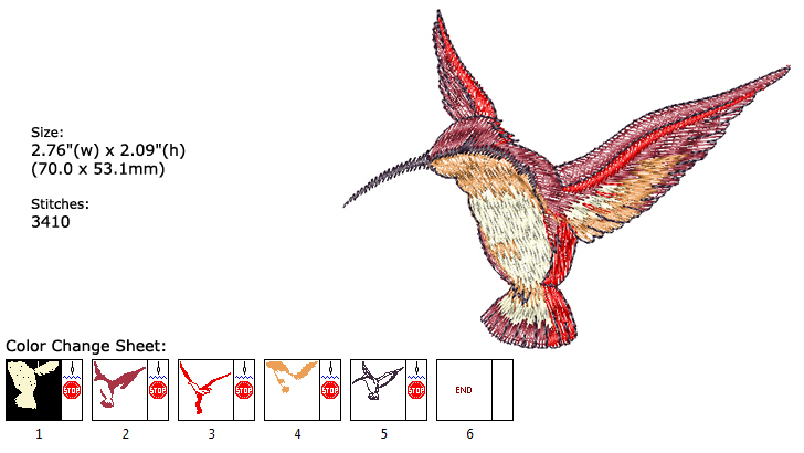 Hummingbird embroidery designs