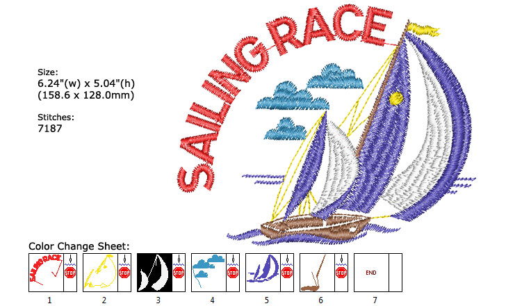 Sailing Race embroidery designs