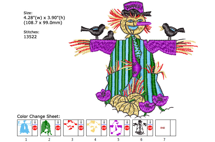 Scarecrow embroidery designs