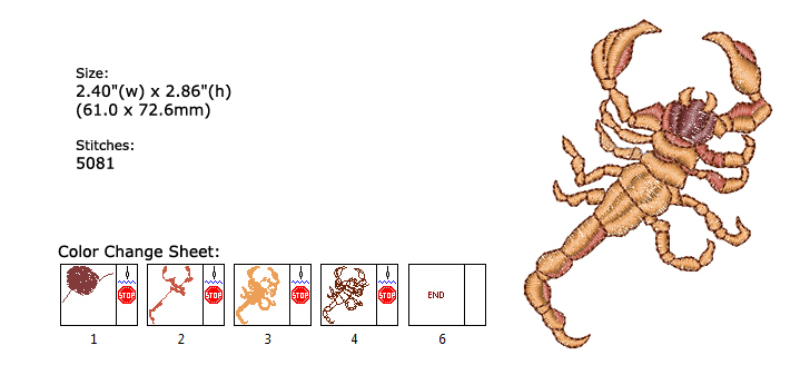 Scorpion embroidery designs