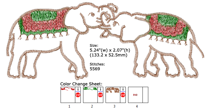 Elephants embroidery designs