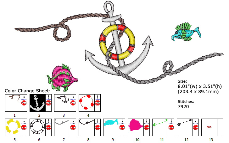 Sea embroidery designs