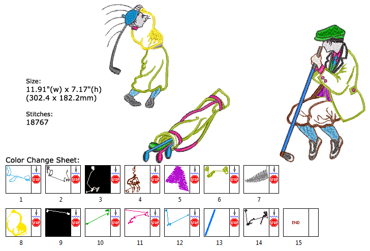 Golf embroidery designs