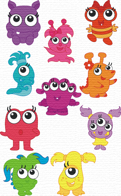 Cute Monster embroidery designs