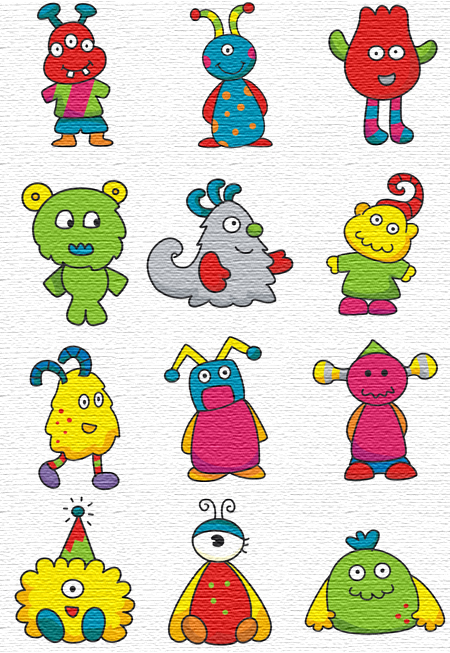 Monsters embroidery designs