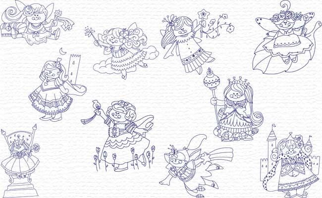 Fairies and Princess embroidery designs