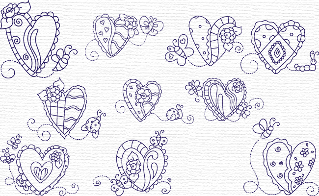 Heart embroidery designs