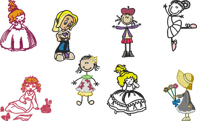Girl embroidery designs