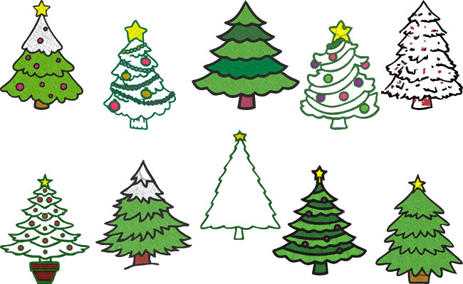Xmas Trees embroidery designs