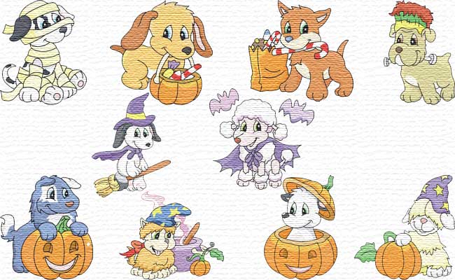 Halloween Puppies embroidery designs