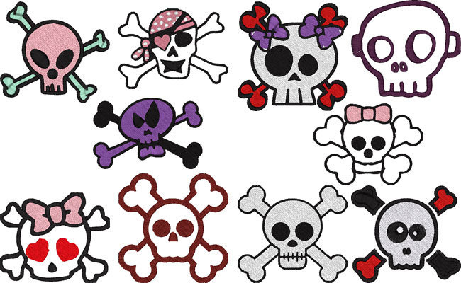 Skulls embroidery designs