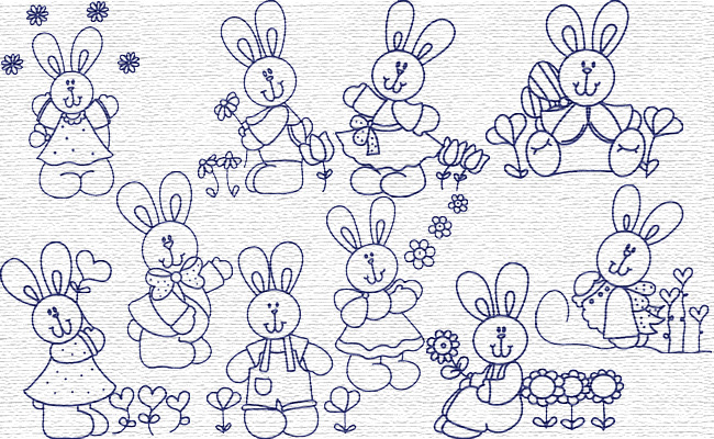BW Easter Bunny embroidery designs