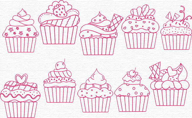Cupcakes embroidery designs
