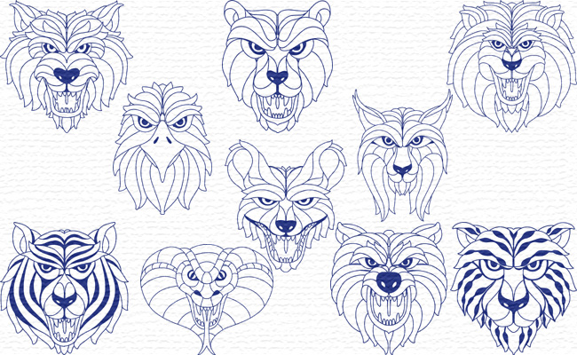 BW Animals embroidery designs