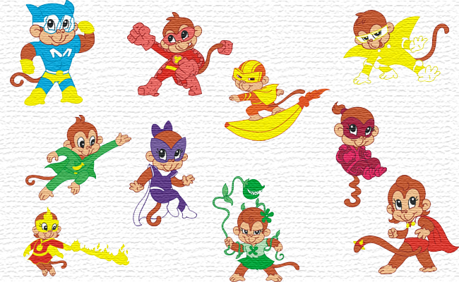 Super Monkeys embroidery designs