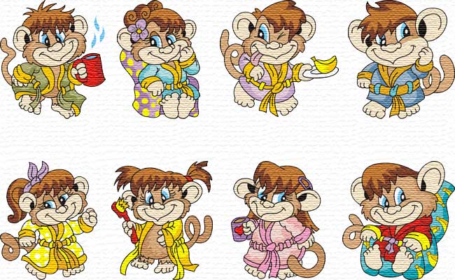 Good Morning Monkey embroidery designs