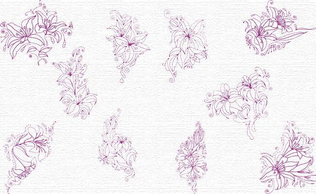 Lilies embroidery designs