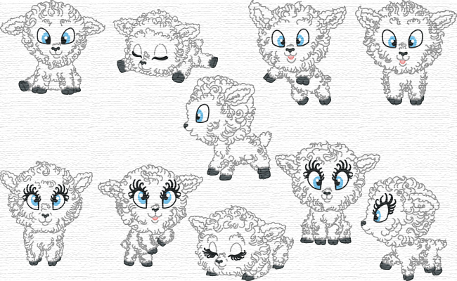 Cute Sheep embroidery designs