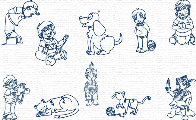 Bluework Kids and Friends embroidery designs