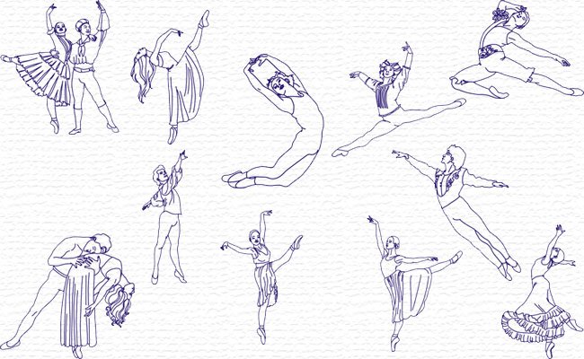 Bluework Dancers embroidery designs