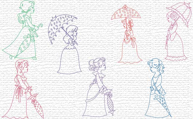 Umbrellas embroidery designs