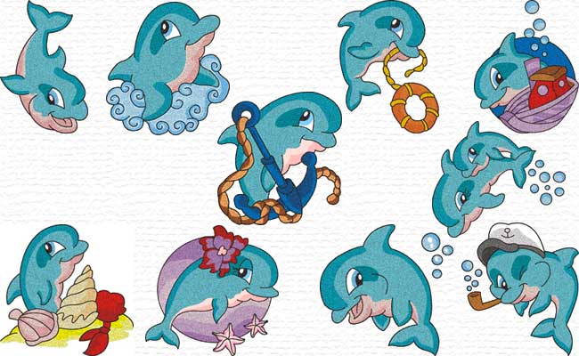 Cute Dolphins embroidery designs