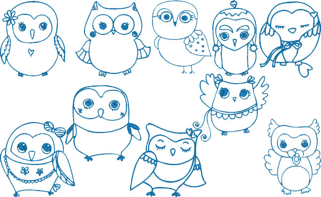 Cute Owls embroidery designs