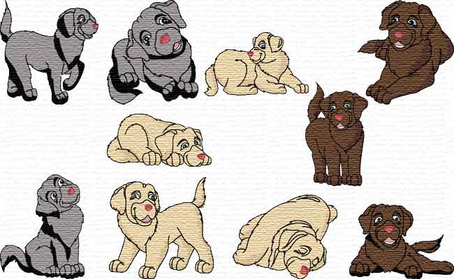 Cute Labradors embroidery designs