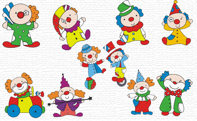 Clowns embroidery designs