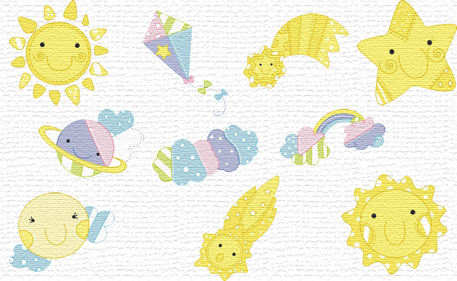 Patchy Sky embroidery designs