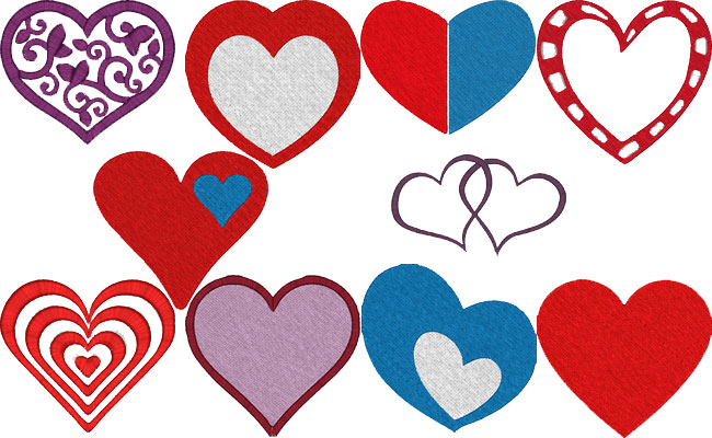 Hearts embroidery designs