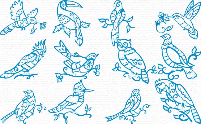 Bluework Birds embroidery designs