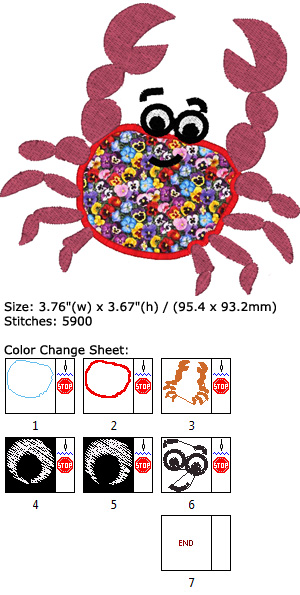 Crab Applique embroidery design
