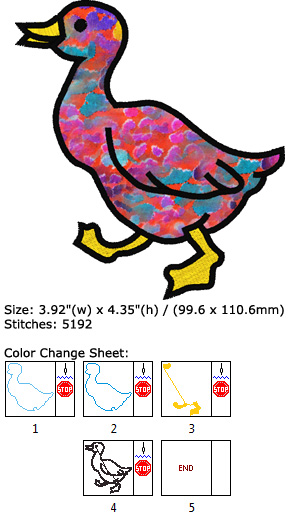 Duck Applique embroidery design