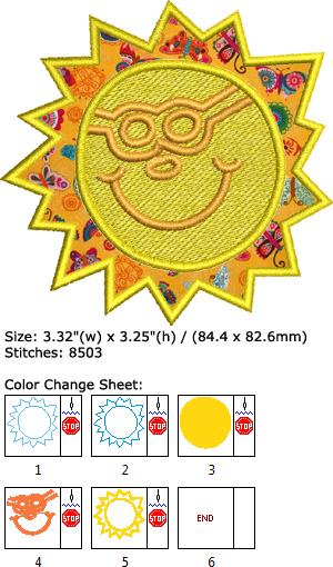 Sun Applique embroidery design