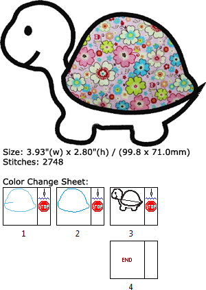 Turtle embroidery design