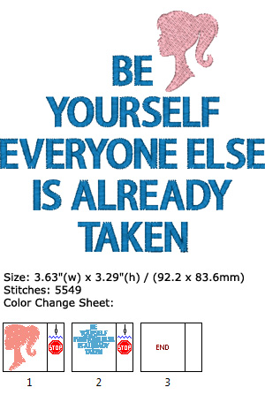 Be yourself (by O. Wilde) embroidery design