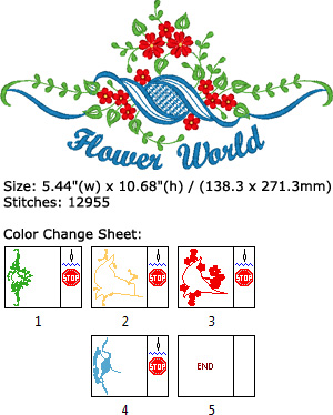Flower world embroidery design
