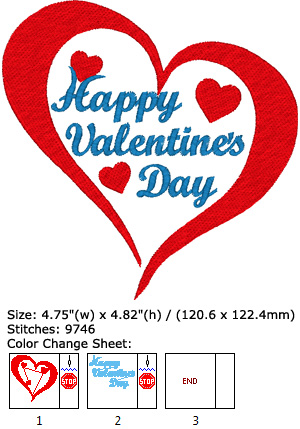 Happy Valentines Day embroidery design