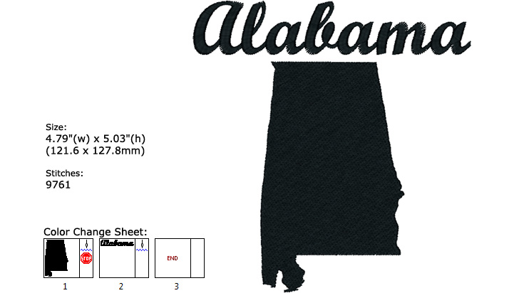 Alabama embroidery design