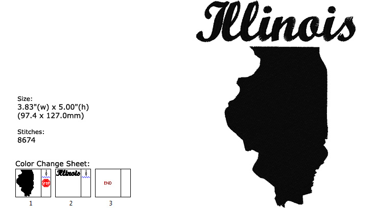 Illinois embroidery design