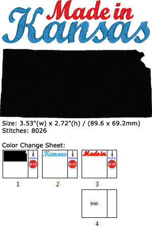 Kansas embroidery design