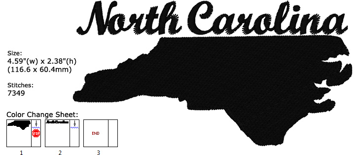 North Carolina embroidery design