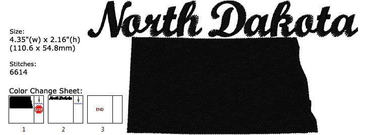 North Dakota embroidery design