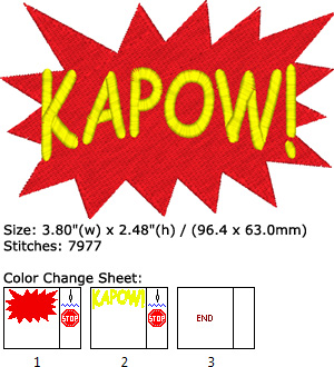 Kapow embroidery design